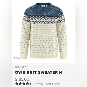 Fjallraven men’s ovik sweater, size small